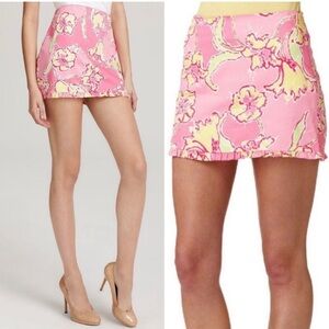Lilly Pulitzer Hotty Pink Day Lilly Floral Ruffle Callie Mini Skirt